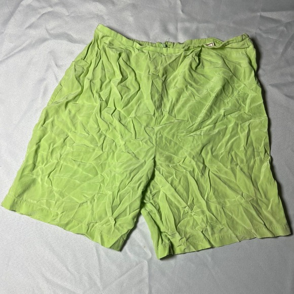 Diane Gilman Pants - Diane Gilman Collection Vintage Lime Green 100% Silk Crinkle Shorts Womens Small
